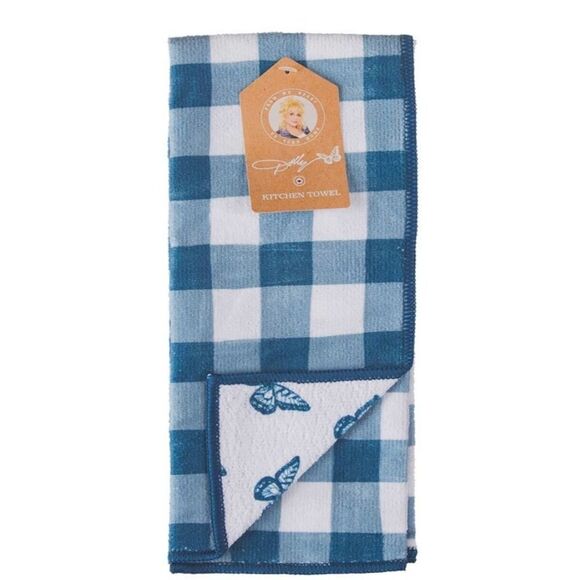 Dolly Parton Checkered Butterfly Kitchen Towel - Picture 2 of 7